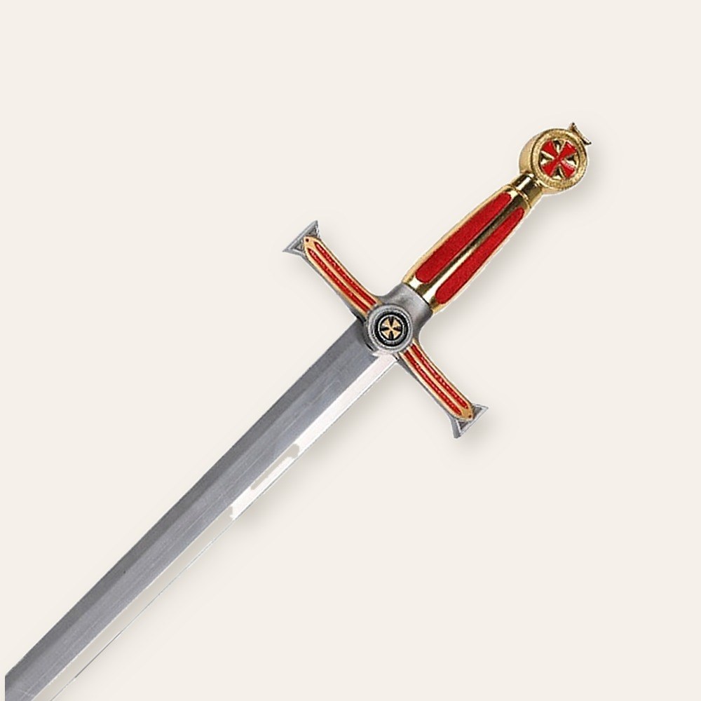 Red and gold crusader sword hilt, a one-handed sword
