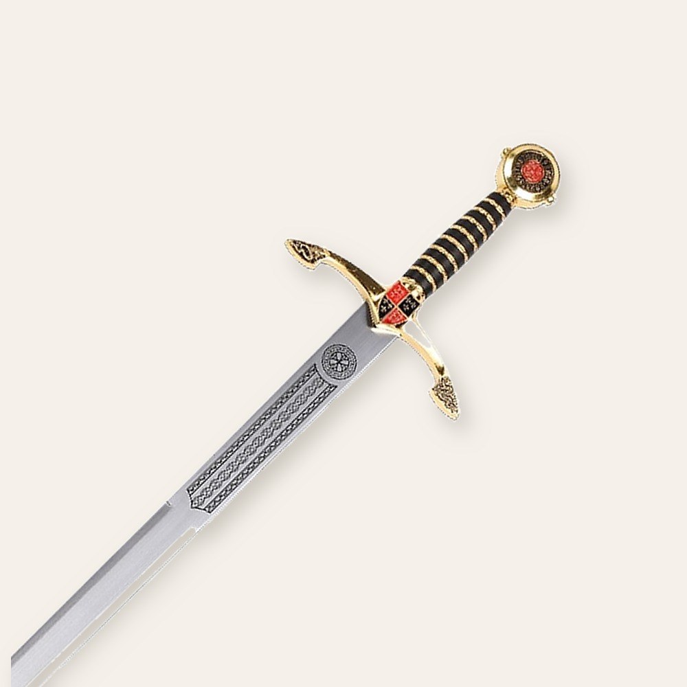 Black and gold Black Prince sword hilt with a long two-handed grip