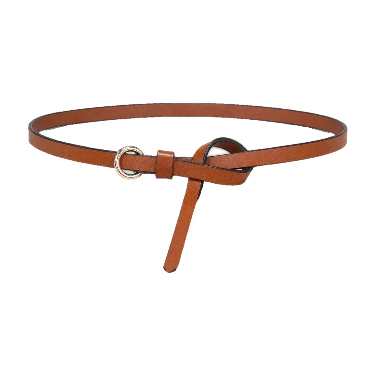Camel leather knot belt with ring