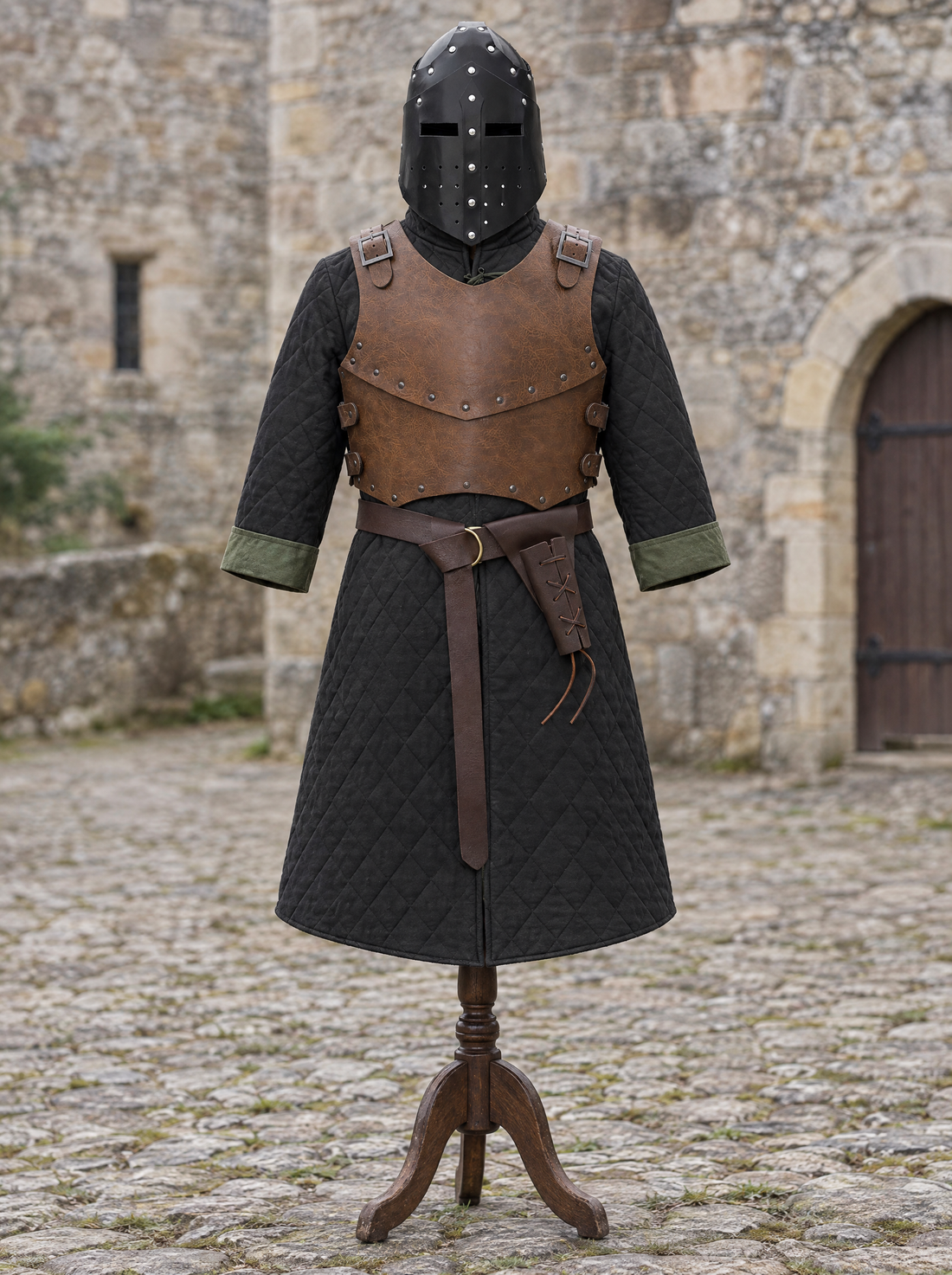 Complete knight outfit on a dress form