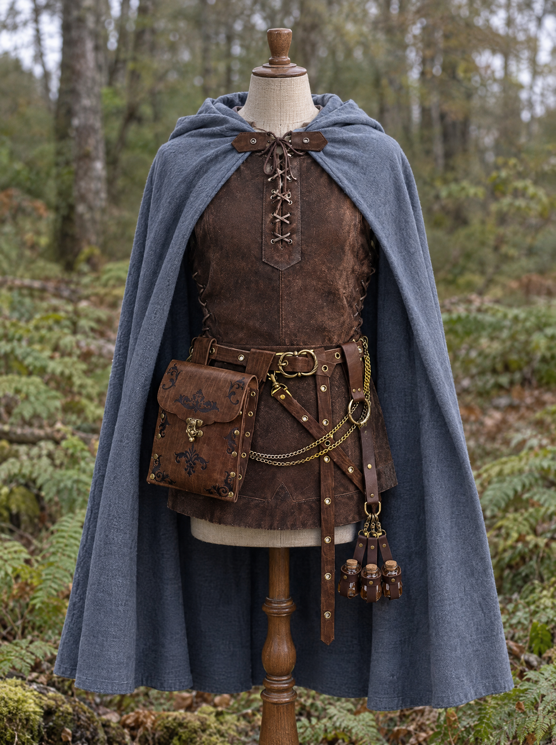 Complete ranger outfit on a dress form