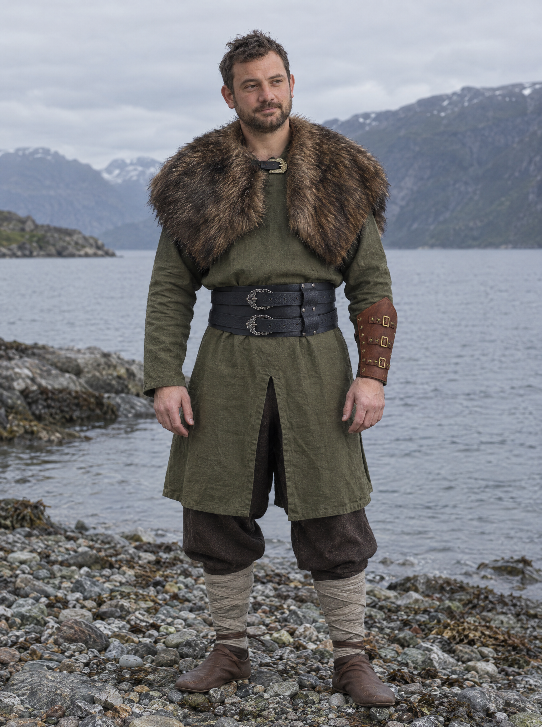 Complete Viking outfit worn by a man outdoors