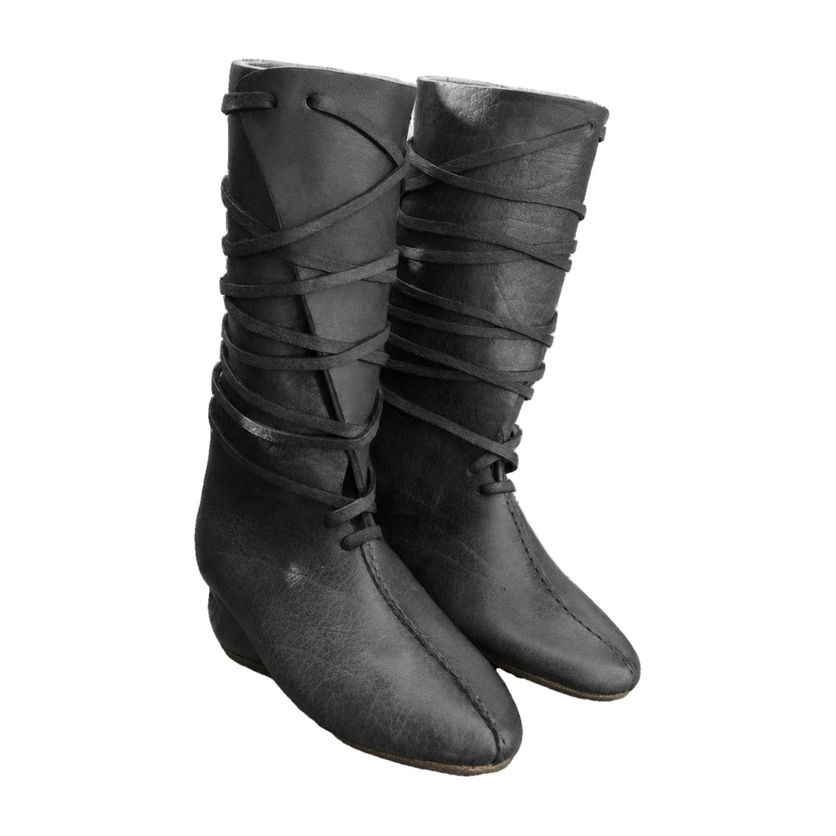 Black mid-calf lace-up boots