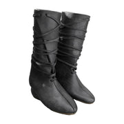Black mid-calf lace-up boots