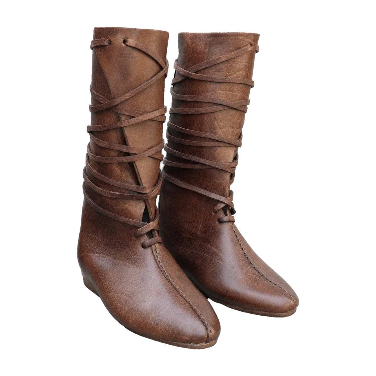 Brown mid-calf lace-up boots
