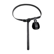 Black narrow belt with round pouch