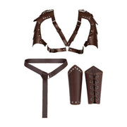 Brown pauldron armour set with belt and bracers