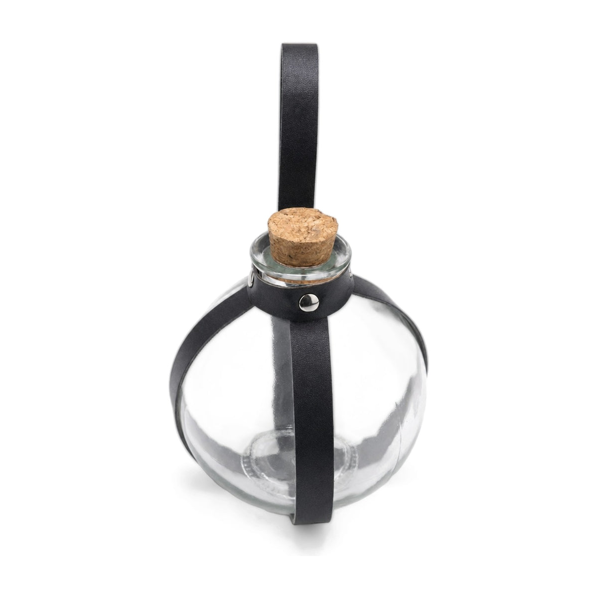 Black round potion bottle with belt holder