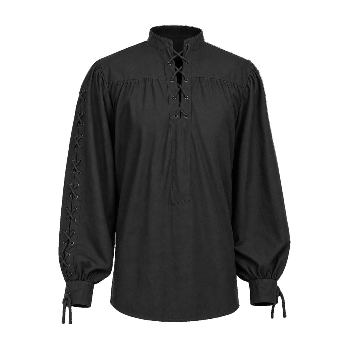 Black renaissance shirt with laced sleeves