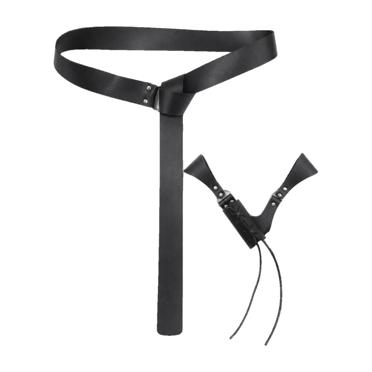 Black ring belt with V-shaped sword frog