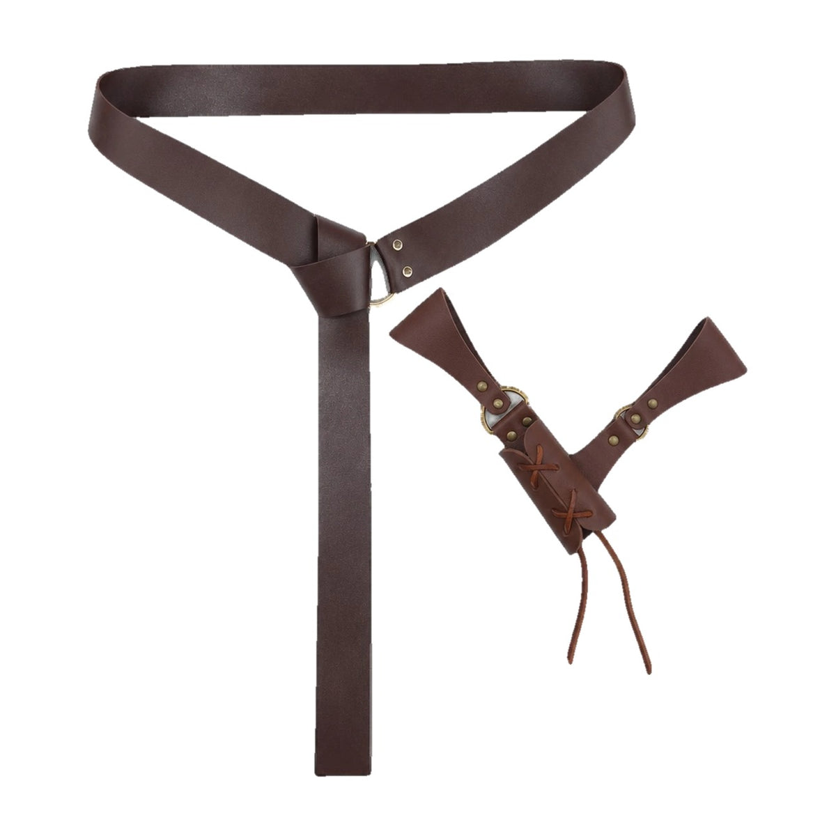 Brown ring belt with V-shaped sword frog
