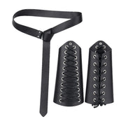 Black ring belt with laced bracers