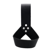 Black riveted belt frog for horn or sword