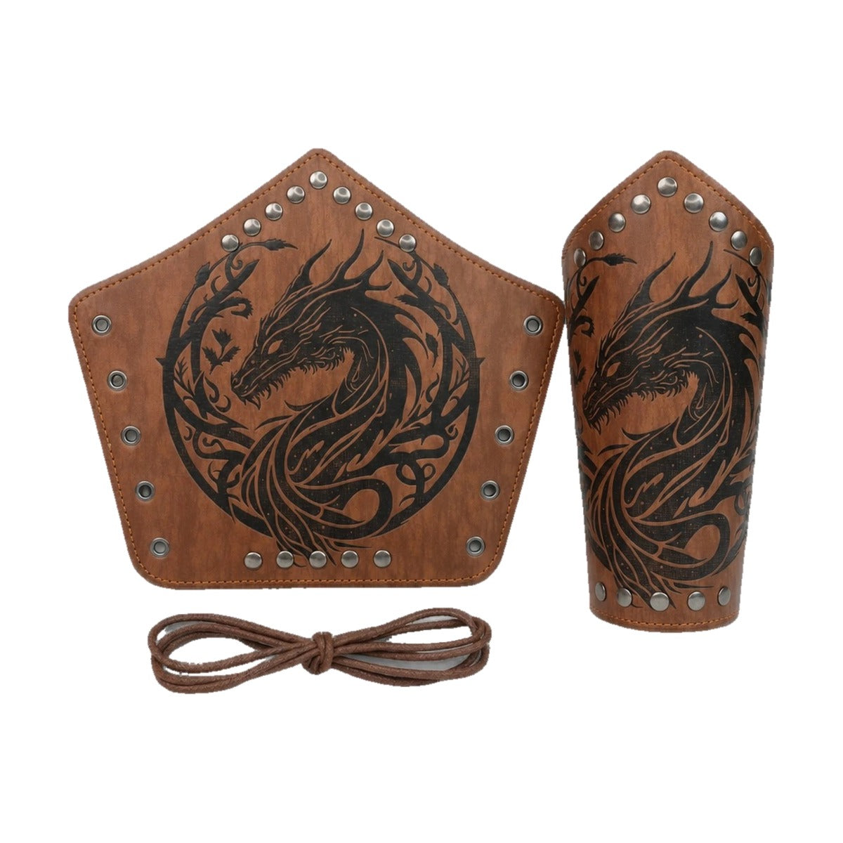 Brown riveted dragon bracers