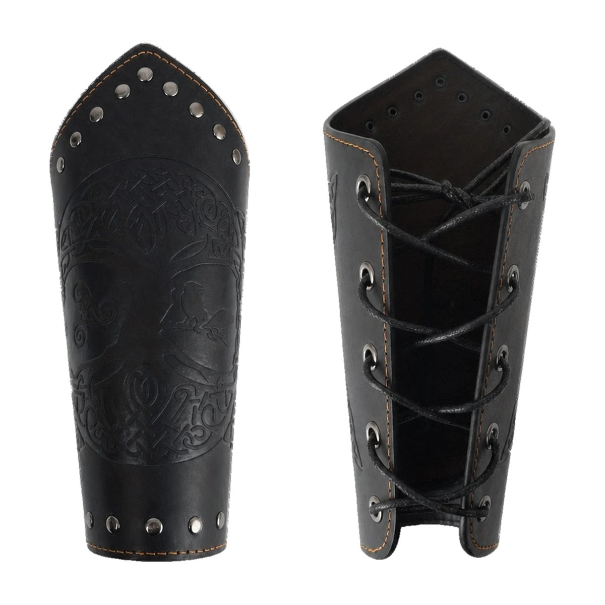 Black riveted World Tree bracers