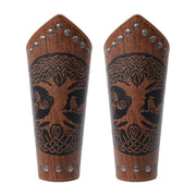 Brown riveted World Tree bracers