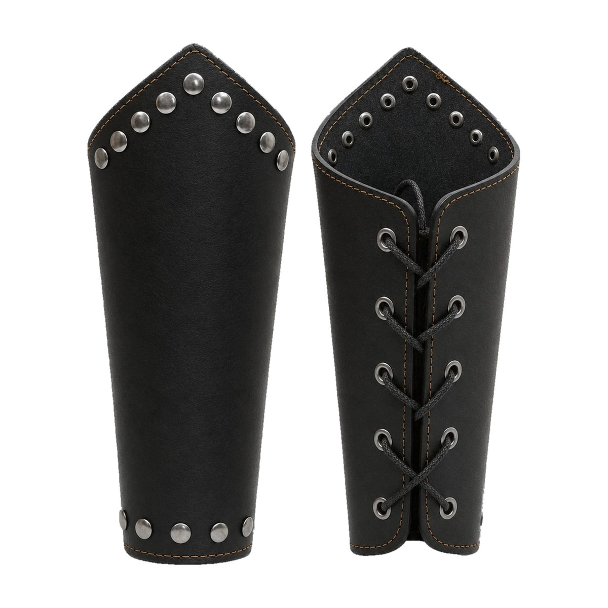 Black riveted studded-edge bracers