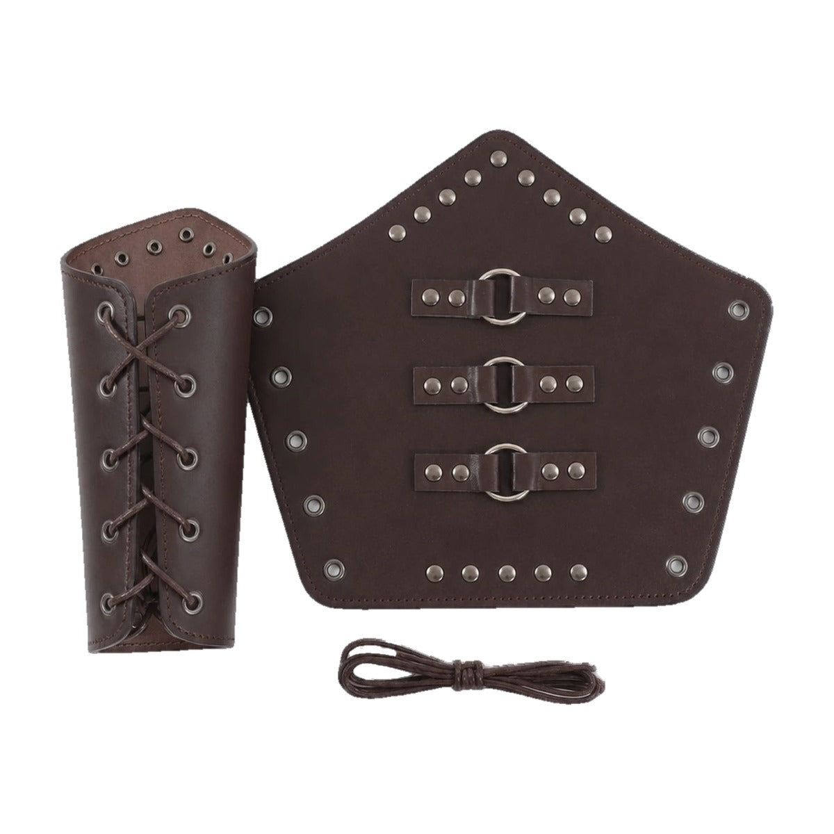 Brown riveted three-ring bracers
