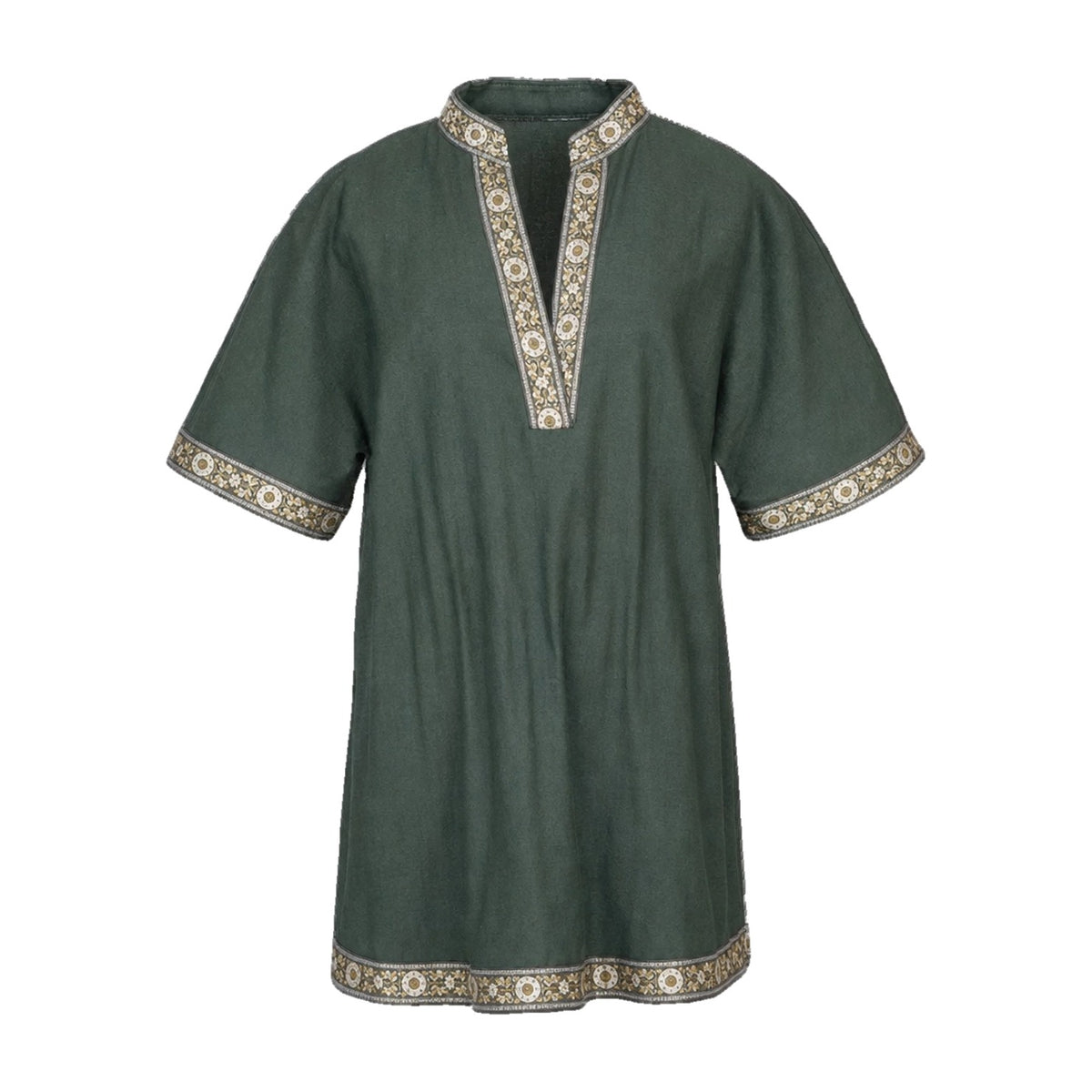 Army green short-sleeve v-neck tunic