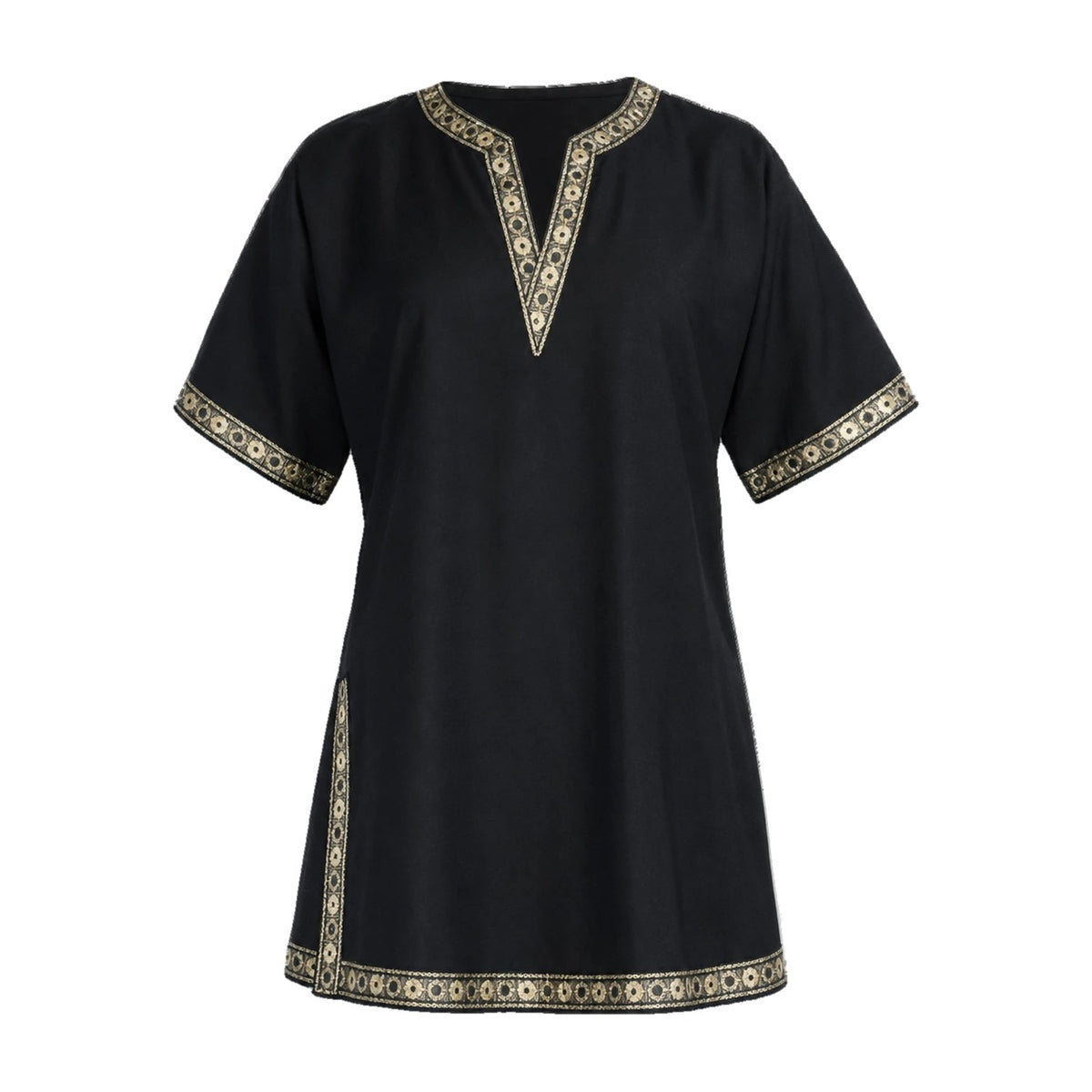 Black short-sleeve v-neck tunic