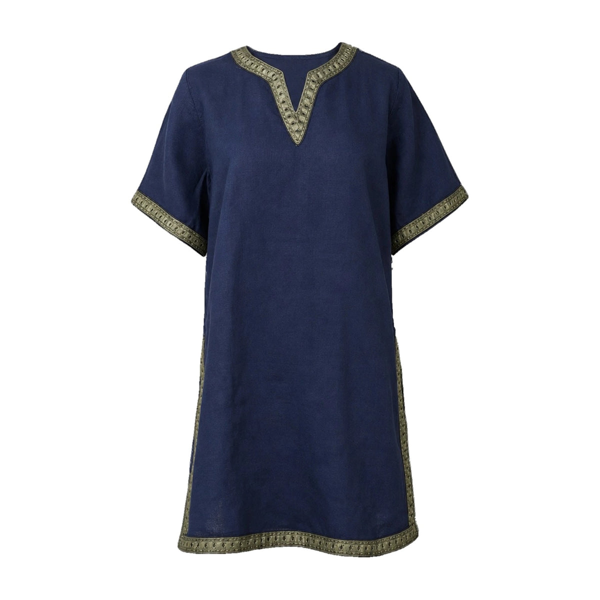 Dark blue short-sleeve v-neck tunic