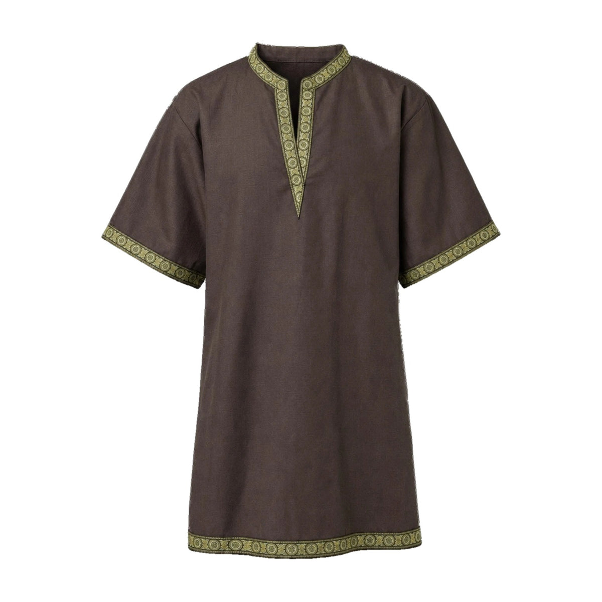 Dark brown short-sleeve v-neck tunic