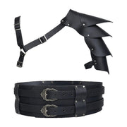 Black shoulder armour and wide belt set
