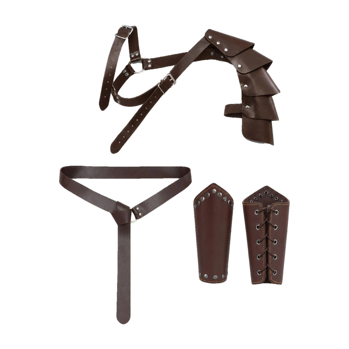 Brown shoulder strap set with belt and bracers