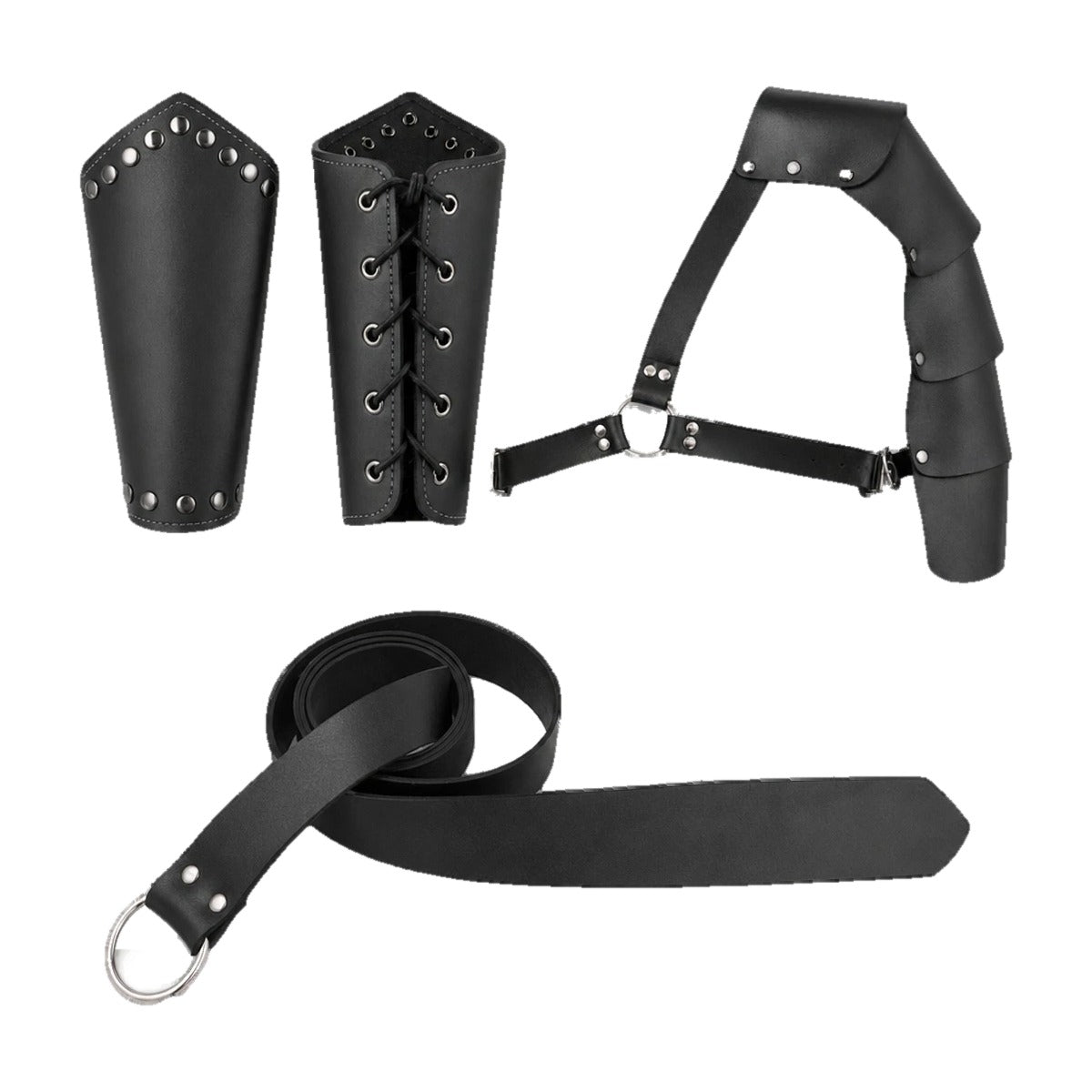 Black shoulder strap set with belt and bracers