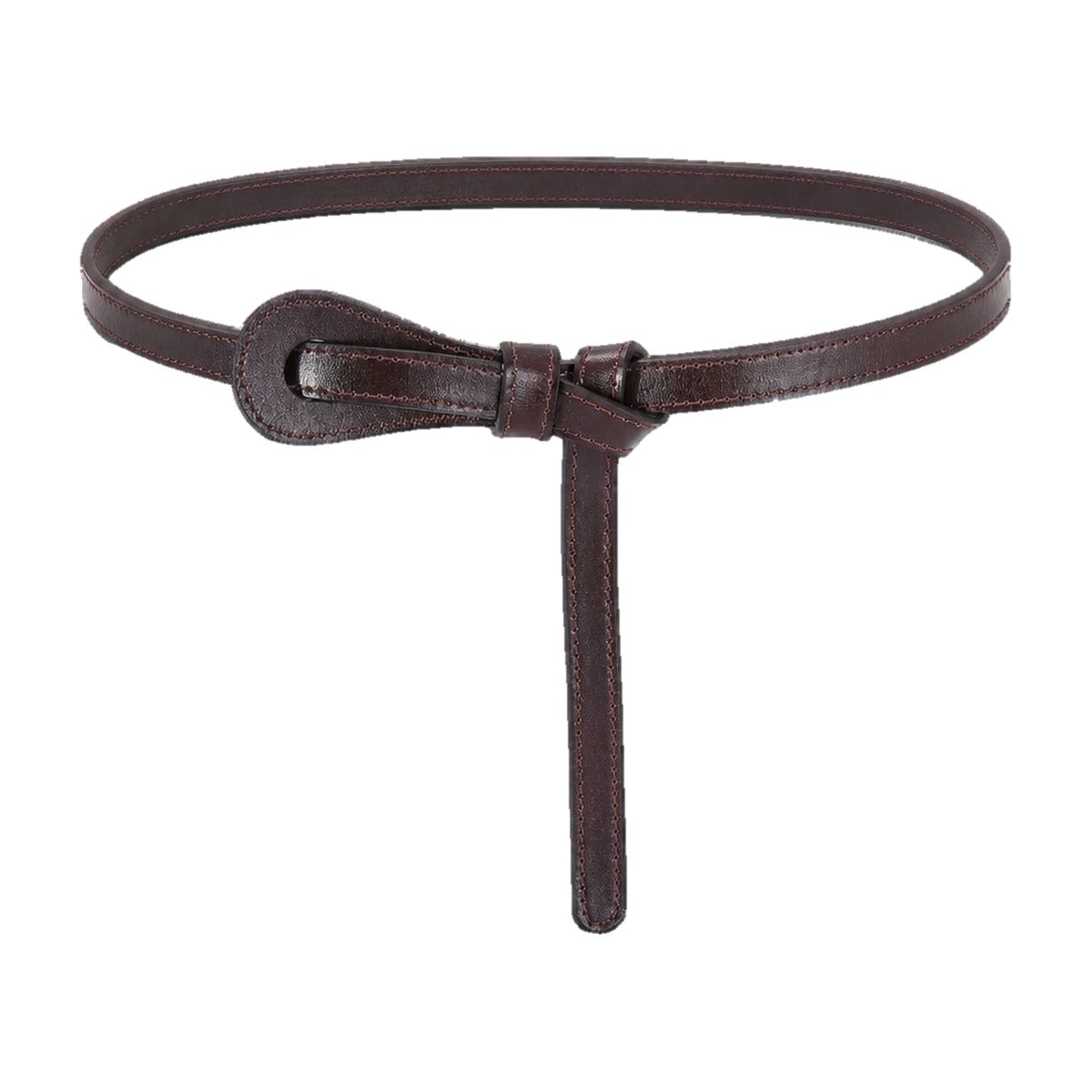 Coffee slim leather tie belt
