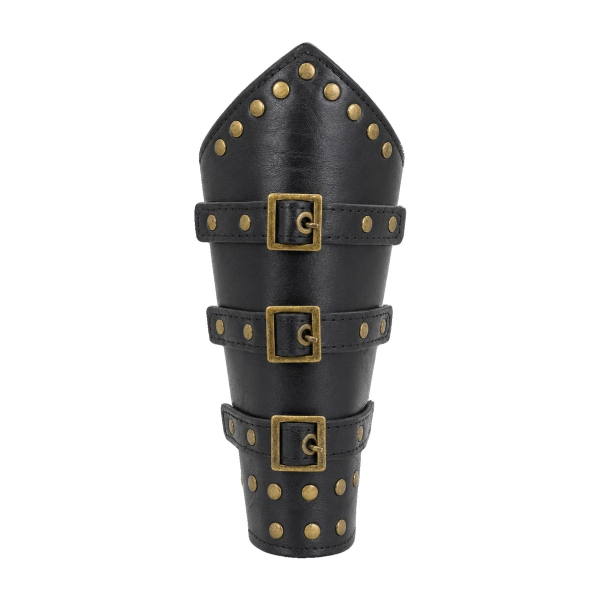 Black studded brass-buckle Viking bracer