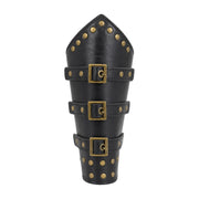 Black studded brass-buckle Viking bracer