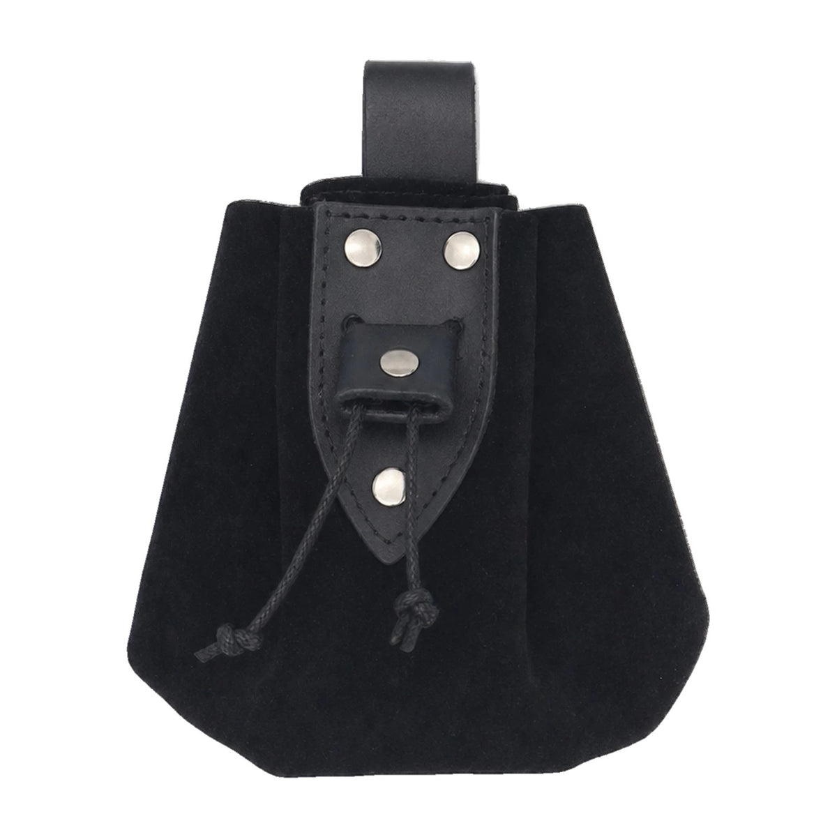 Black studded drawstring coin pouch