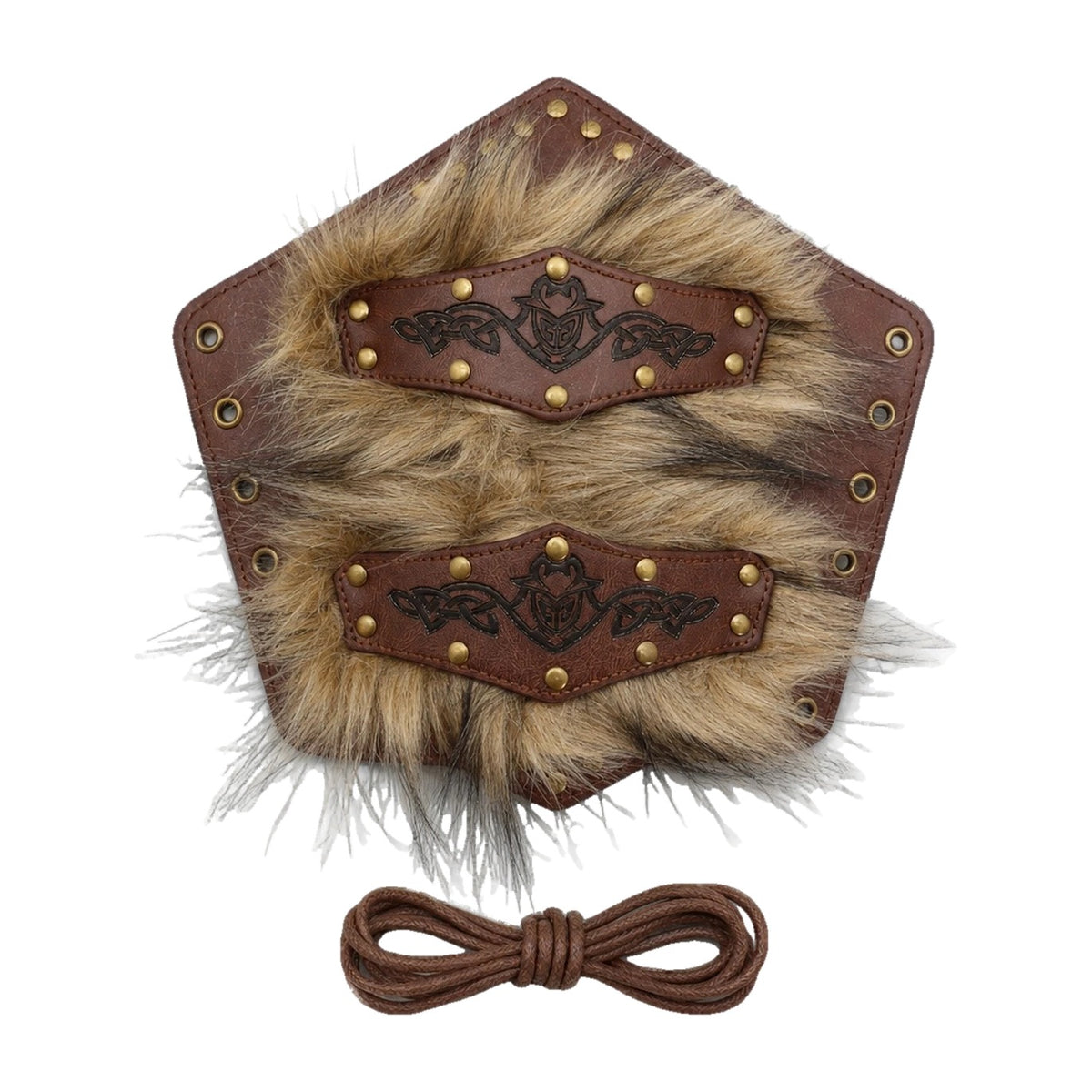 Brown studded bracer with fur-look trim