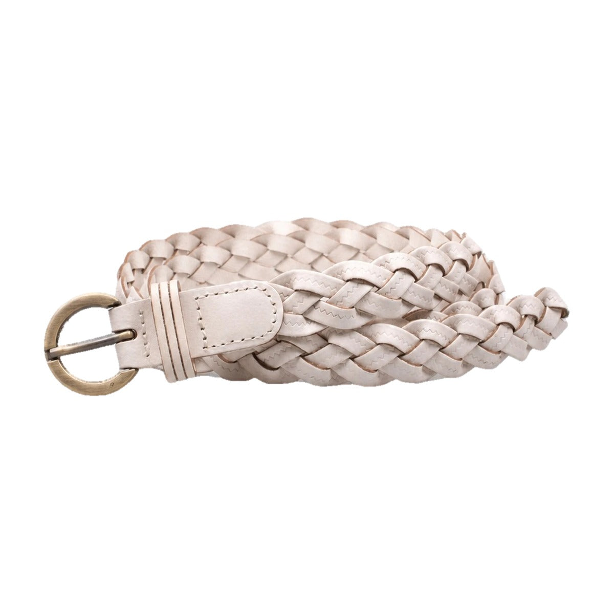 Off-white thin braided leather belt