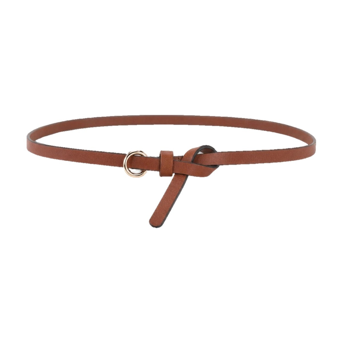 Camel thin leather ring belt