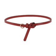 Red thin leather ring belt