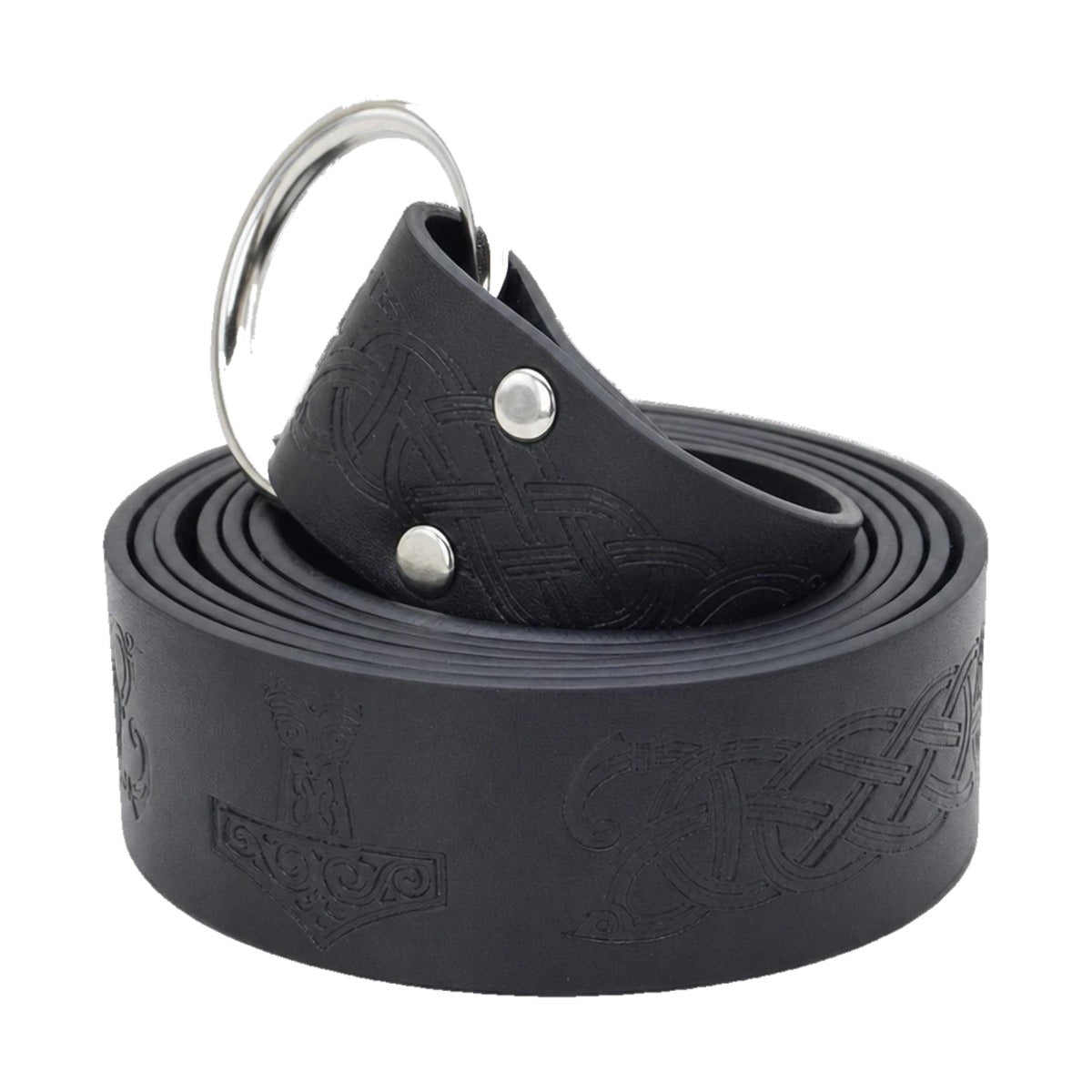 Black Thor's hammer wide ring belt