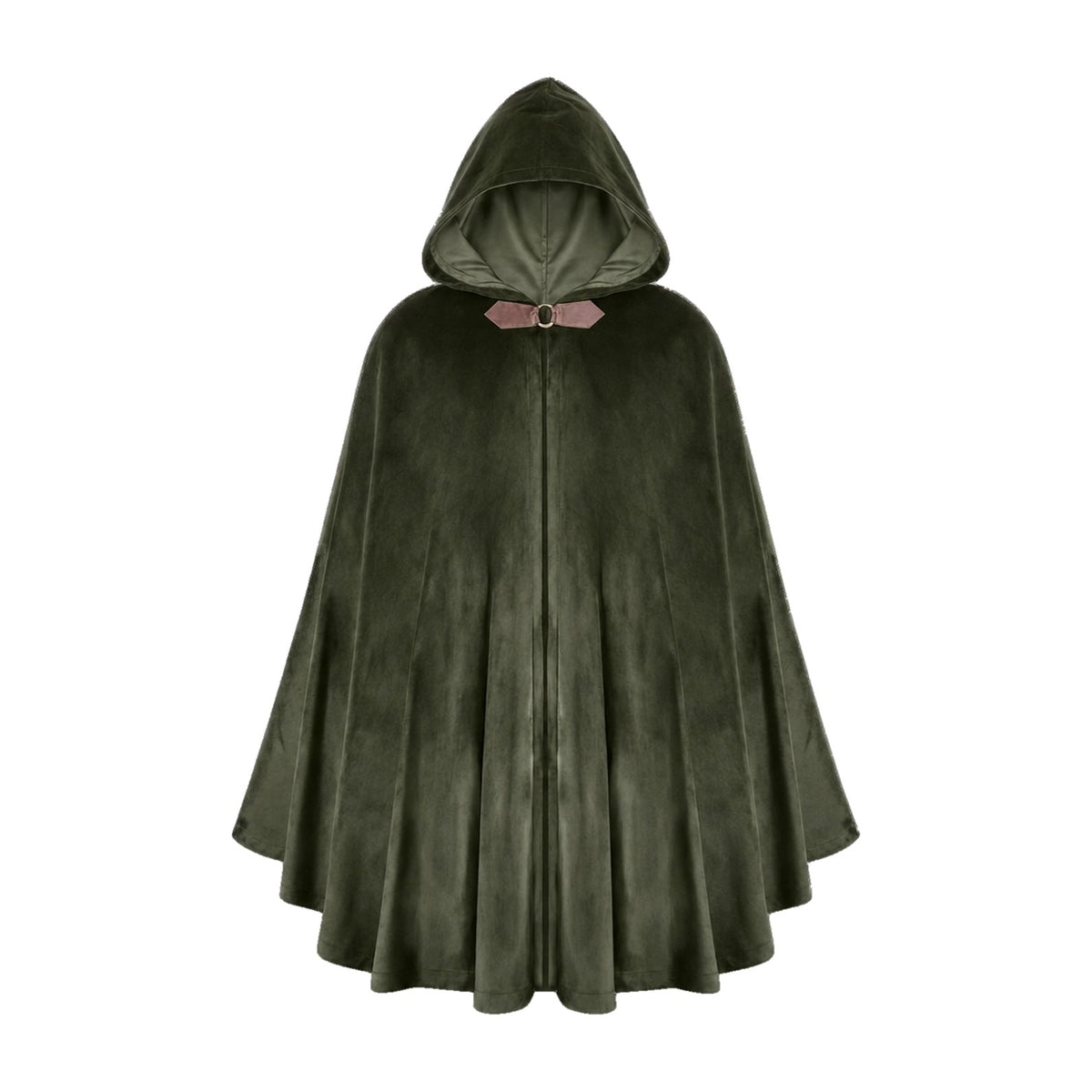 Army green velvet hooded cloak