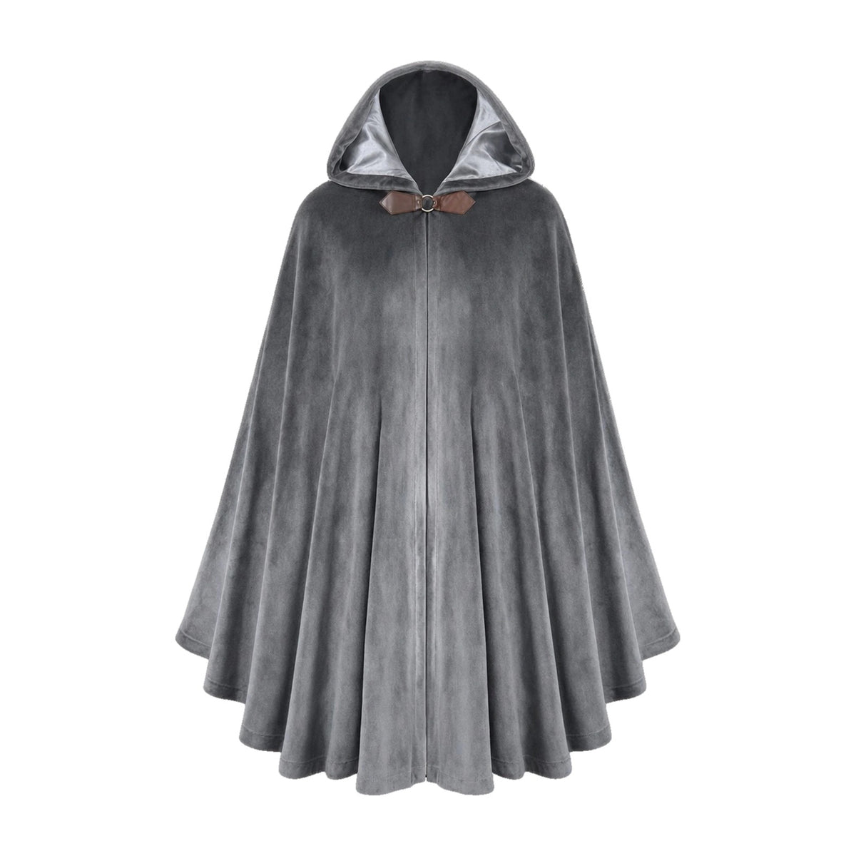 Grey velvet hooded cloak