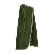 Green velvet one-shoulder cape