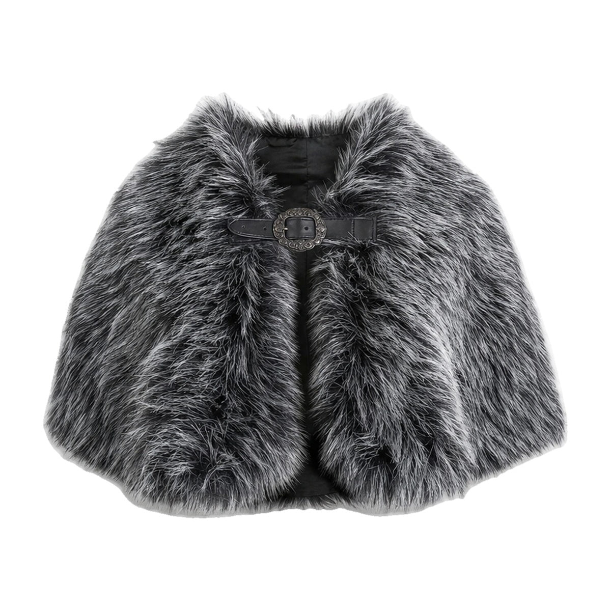 Black & white viking faux fur shoulder cape