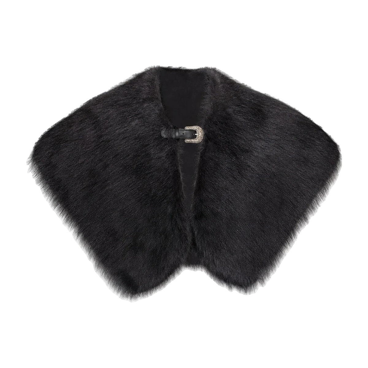 Black viking faux fur shoulder cape