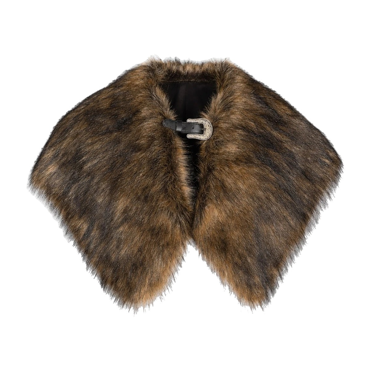 Brown viking faux fur shoulder cape