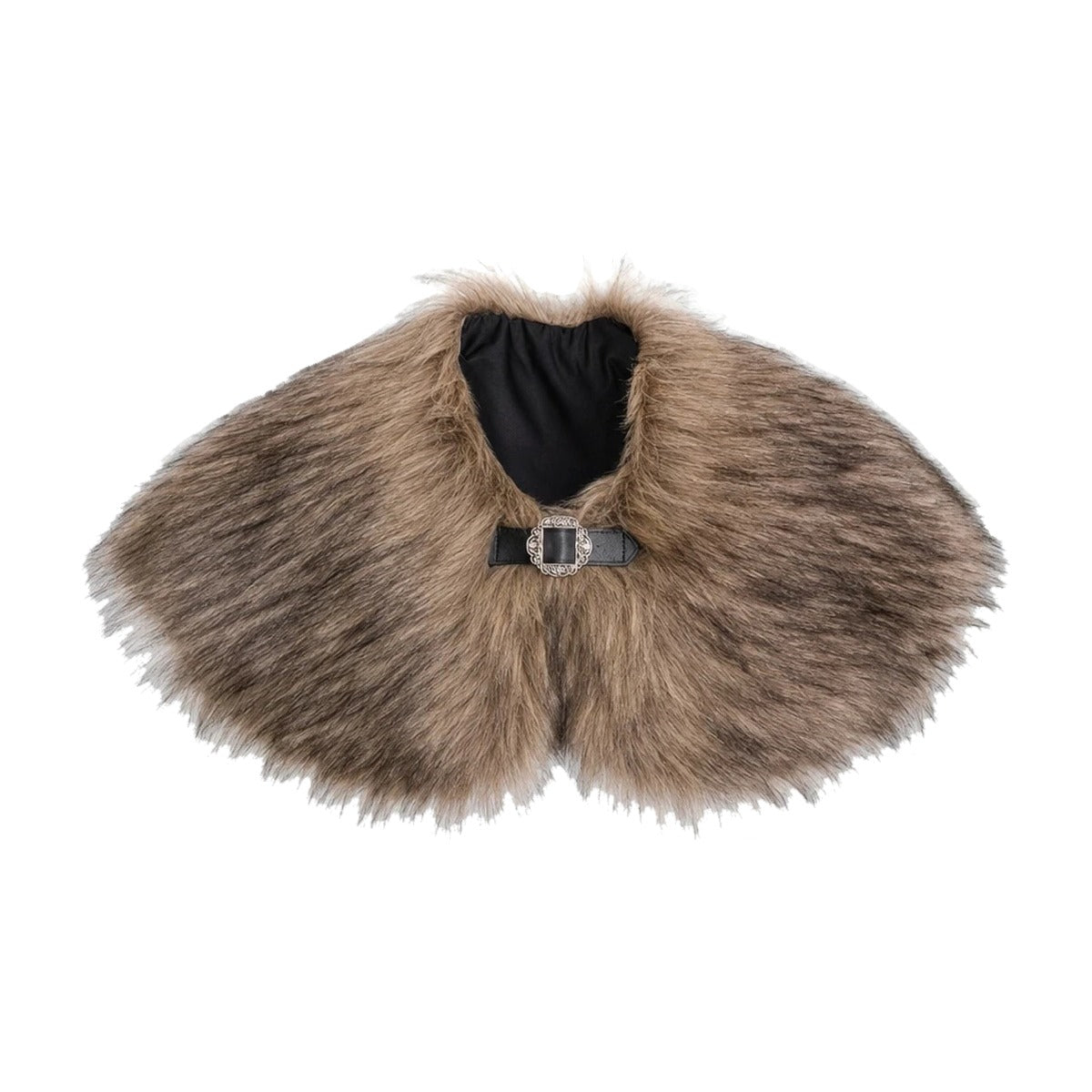 Straw viking faux fur shoulder cape