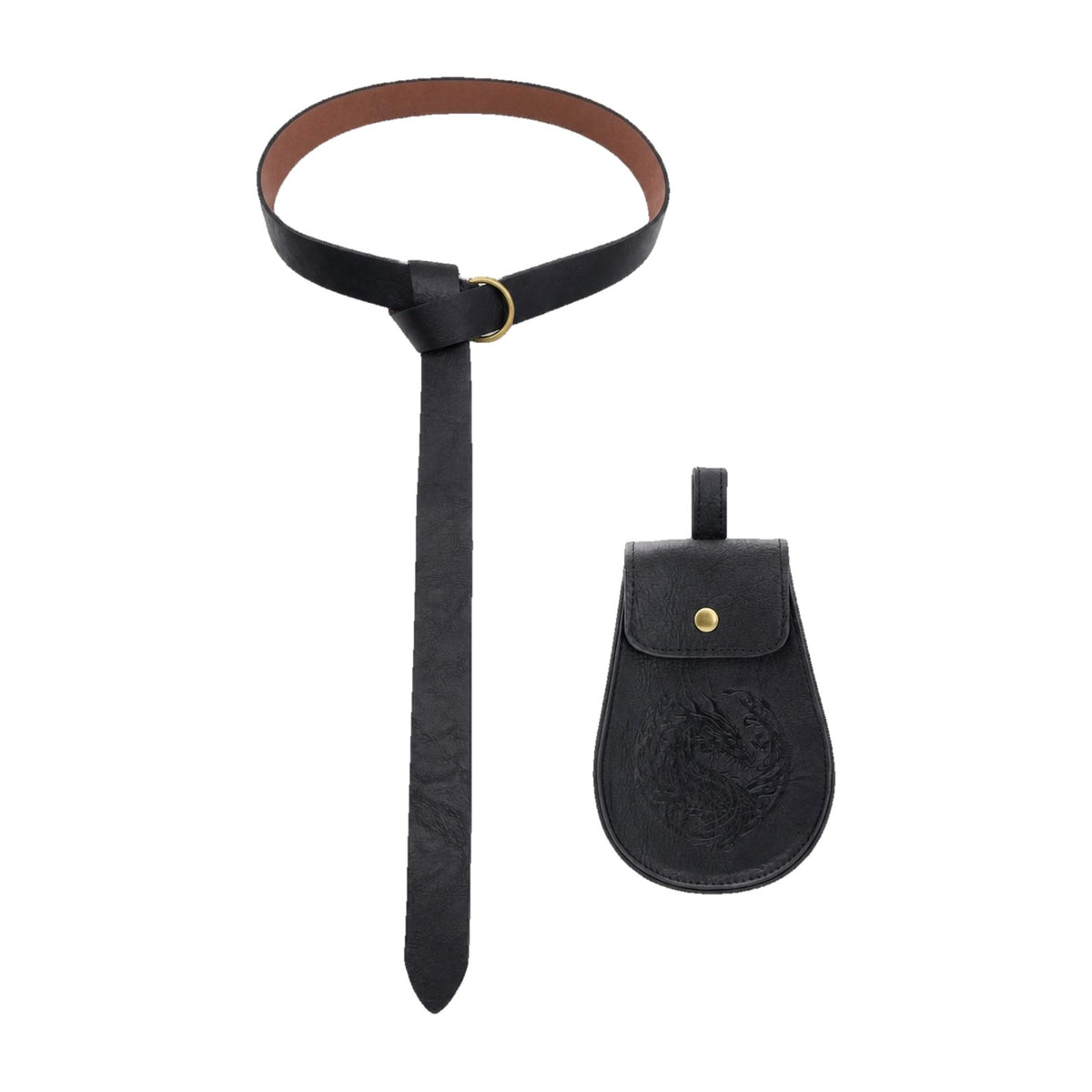 Black Viking ring belt with pouch