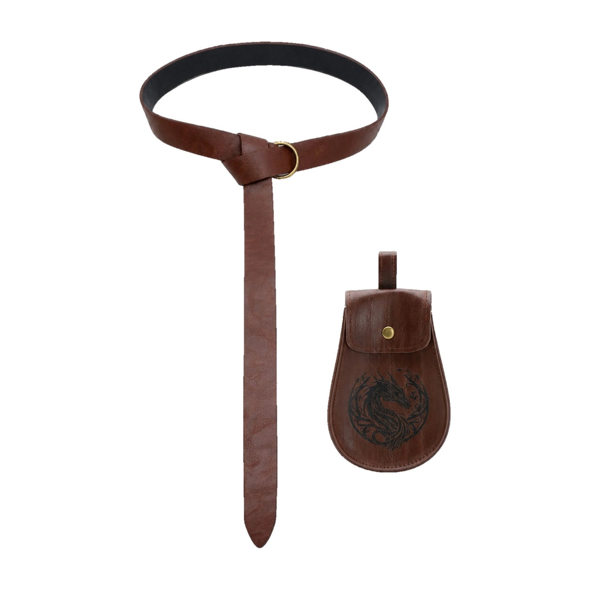 Brown Viking ring belt with pouch
