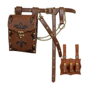 Brown waist bag belt with three-vial holder
