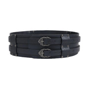 Black wide double-buckle Celtic belt