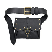 Black wide faux leather belt pouch